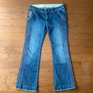 Free People | Flare Raw Hem Jeans Corduroy Panels